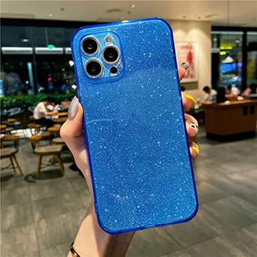 Imagem de Capa à prova de choque Bling Glitter Cor Fluorescente para iPhone 13 12 Mini 11 Pro XS Max X XR 7 8 Plus SE 2020 Capa TPU Brilhante Slim, Azul, para iPhone Xs