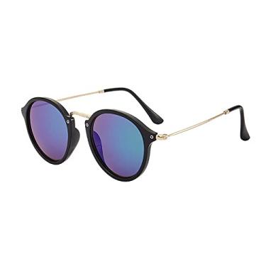 Imagem de Óculos de Sol Retrô Redondo Feminino Vintage Designer Óculos Feminino Luxo Círculo Tons Masculino Gafas UV400 Espelho, espelho dourado, A