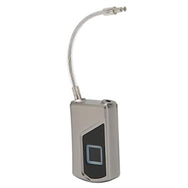 Imagem de Fechadura de impressão digital eletrônica cinza prata USB bateria Fechadura de impressão digital para armários de bagagem