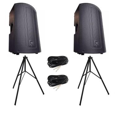 Imagem de Kit 2 Caixas de Som JB`L Max 15 Bletooth Amplificada + 2 Tripés + 2 Cabos P10 - 10 M