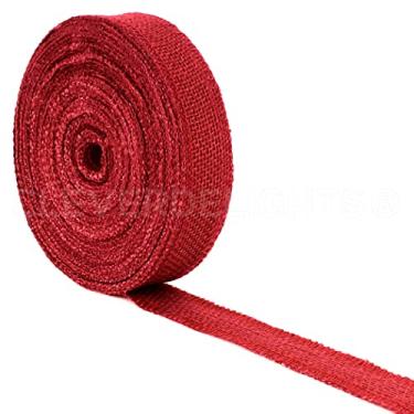 Imagem de CleverDelights Fita de juta vermelha de 2,54 cm - borda acabada - 25 jardas - Tecido de juta