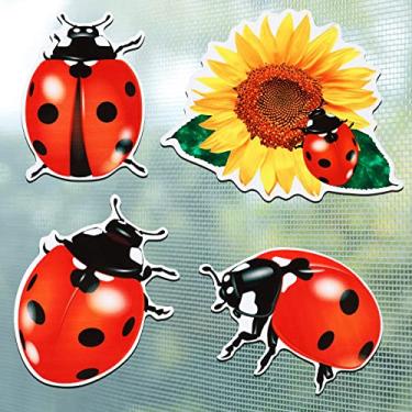 Imagem de 4 pares de ímãs de tela joaninha dupla face tela flexível ímãs de porta para janela de pátio de garagem decorações multimagnéticas, 4 estilos