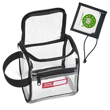 Imagem de Bolsa de higiene pessoal de viagem transparente aprovada pela TSA Rough Enough com zíper artigos de higiene pessoal bolsa cosmética bolsas de maquiagem tamanho para homens e mulheres pequena mini, Preto, 5.25” x 5” x 4.75”, Bolsa de maquiagem transparente