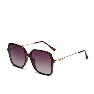 Imagem de Óculos polarizados femininos luxo moda quadrado grande armação óculos de sol senhoras lunette de soleil femme, c527 vinho tinto roxo, polarizado