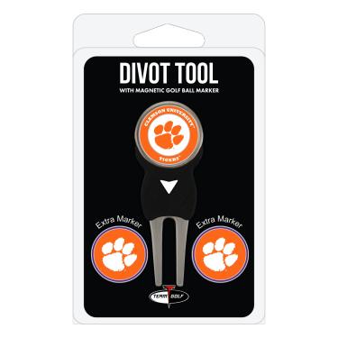Imagem de Team Golf NCAA Clemson Tigers Divot Tool Pack com 3 marcadores de bola de golfe com 3 marcadores de bola de golfe, marcadores são magnéticos removíveis esmaltados dupla face