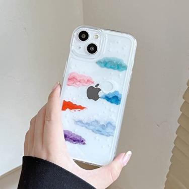 Imagem de Capa de telefone com padrão de nuvem fashion para iphone 13 12 11 pro max capa protetora de silicone transparente para iphone x xs xr 7 8 plus, moonnuvem, para iphone 7 8 plus
