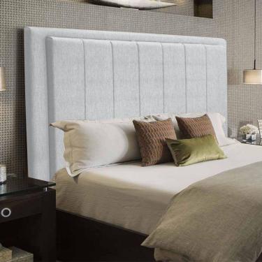 Imagem de Cabeceira Opala Cama Box Casal 140Cm Linho Cinza Claro
