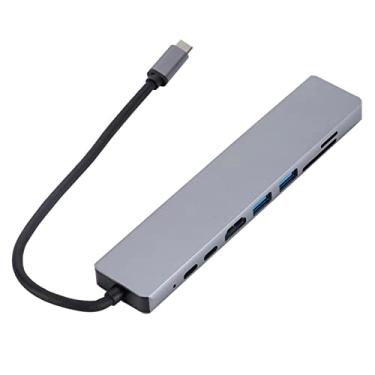 Imagem de Hub USB,8-IN-1 USB C Hub Tipo-C Adaptr dock Station Adaptr multiporta com 4K HD RJ45 Ethernet USB 2.0 PD Porta de carregamento compatível com PC Notebook TV