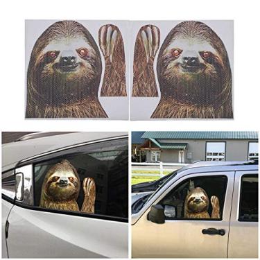Imagem de Adesivo de vinil decalque de janela lateral do carro preguiça perfurado divertido decalque de janela de carro adesivo da janela do lado esquerdo e direito da ATMOMOMO, 33 cm x 29 cm