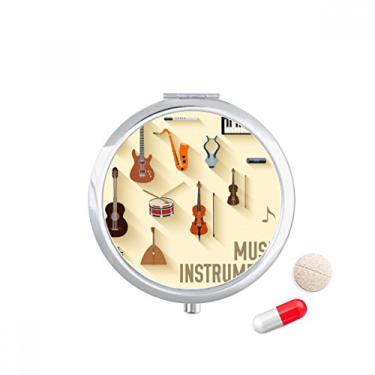 Imagem de Caixa de comprimidos com padrão de combinação de instrumentos musicais, dispensador de remédios