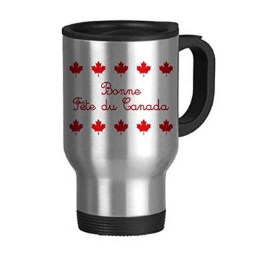 Imagem de Caneca de viagem Maple Leaf Happy Canada Day Red slogan tampa flip aço inoxidável copo carro copo térmico
