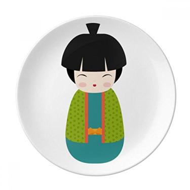 Imagem de Prato decorativo de porcelana verde quimono de arte japonesa Salver louças de jantar