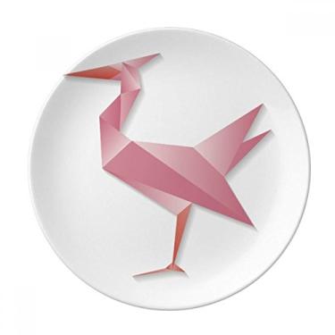 Imagem de Prato geométrico abstrato de flamingo, origami, decoração de porcelana, salver, louça, jantar
