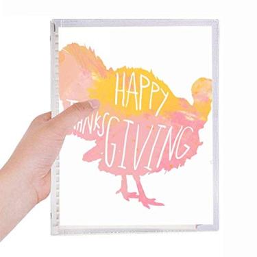 Imagem de Diário de Ação de Graças, peru com estampa de aquarela, caderno de folhas soltas, diário recarregável