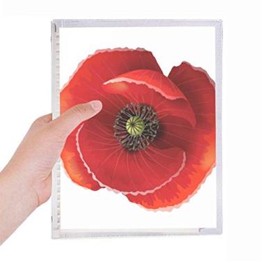 Imagem de Caderno de folhas soltas com pintura de flor vermelha, agenda recarregável