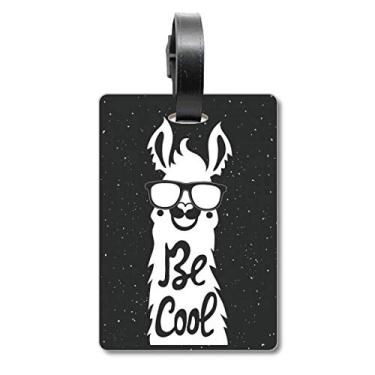 Imagem de Be Cool Alpaca Bolsa de viagem com citação preta e branca Etiqueta para cartão de bagagem