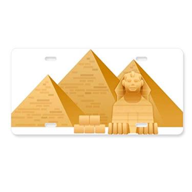 Imagem de DIYthinker Placa de licença com estampa de pirâmide do Egito com esfinge de arte em aço inoxidável para decoração