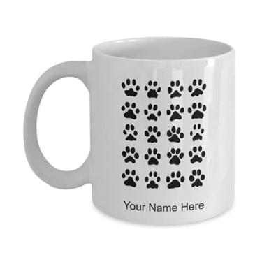 Imagem de Caneca personalizada com estampa de patas, copo de café com estampa de gatos, ideia de presente com estampa de patas, caneca de café de 325 ml