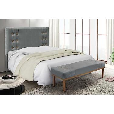 Imagem de Kit Cabeceira e Recamier Sofá Divã Dois Lugares Calçadeira 1,4 M Artemis (veludo cinza)