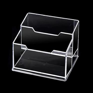 Imagem de ✪ Caixa de armazenamento de cartão de visita transparente espessa premium para guardar cartões de visita, capacidade para 210 cartões, 3 divisórias