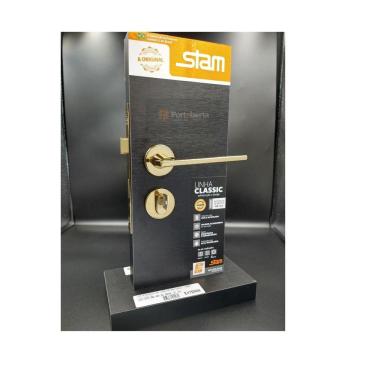Imagem de Fechadura Porta Externa Dourada Gold Stam Classic 40Mm