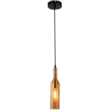 Imagem de Lâmpada Pingente De Garrafa De Vidro LED, Luminária Suspensa De Vento Industrial Vintage Luminária Pendente Com Abajur De Garrafa De Vinho De Vidro Colorido Retrô Luz De Jantar Lustre Ajustável Em