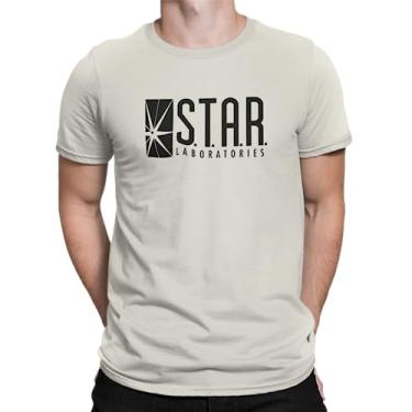Imagem de Camiseta Camisa Star Labs the Flash Masculina OFF WHITE Tamanho G