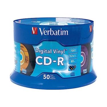Imagem de Verbatim CD-R 80min 52X com superfície de vinil digital, Marcado, Azul, 50 Discs- Spindle