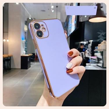 Imagem de Capa de telefone de silicone macio bronzeador de proteção de lente de luxo para iPhone 13 14 12 Pro Max 7 8 Plus X XS XR 11 capa MiNi SE, roxa, para iPhone XS