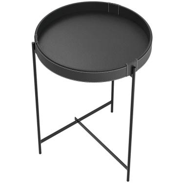 Imagem de Mesa De Canto Lateral Decorativa Industrial Sala de Estar Sintético Preto P06 Daisy - Lyam