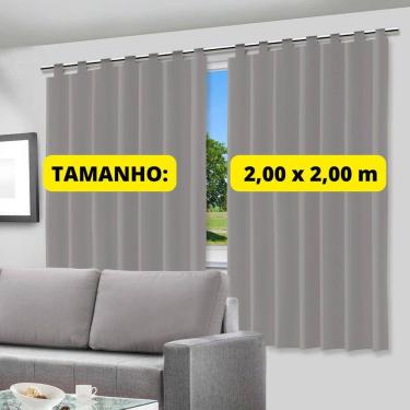 Imagem de Cortina Blecaute Blackout Película Cinza com Alça para Bastão Varão Quarto Sala Escritório - Vários Tamanhos - Envio Ime