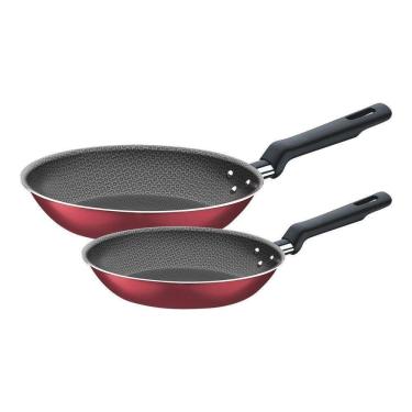 Imagem de Jogo De Frigideiras Tramontina Loreto Em Alumínio Antiaderente Vermelho 2 Peças 20cm/24cm Tramontina