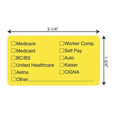 Imagem de Etiquetas de seguro Tabbies, verde-limão fluorescente, 8,8 cm L x 3,4 cm A, opções de seguro", 250 etiquetas/rolo