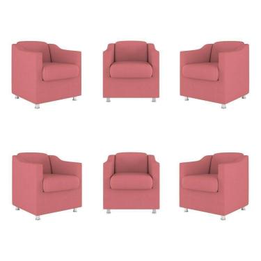 Imagem de Kit 6 Cadeiras Poltronas Decorativas Espera Clinica Dentista Cor:rosa