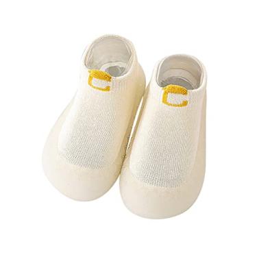 Imagem de Macacão infantil para meninos e meninas meias infantis de lã quente meias de chão antiderrapantes para bebês sapatos de caminhada, Bege, 6-9 Months Infant
