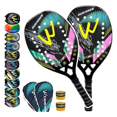 Imagem de Kit 2 Raquetes Beach Tennis 100% Fibra Carbono 3K FULL com núcleo soft EVA - Camewin - Nota Fiscal - Original produto no Brasil ((SUNWAVE PINK/SUNWAVE PINK))