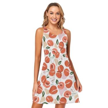 Imagem de KLL Peaches Apricots Summer Fruits Beautiful Womens Summer Dress Tshirt Vestido de Verão Praia Vestido Regata Camiseta, Pêssegos Damascos Frutas de Verão Lindas, M
