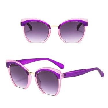 Imagem de Óculos de sol olho de gato feminino vintage colorido quadro lente plana óculos de sol feminino uv400,2, tamanho único