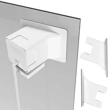 Imagem de Teccle Suporte de janela angular para Wyze Cam v4 OG, inclinação de 20 graus (para cima/baixo/esquerda/direita), uso através da janela para Wyze Cam v4 OG, relógio frontal e garagem (branco/pacote com