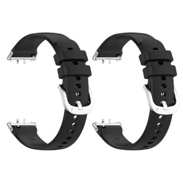 Imagem de Pacote com 2 pulseiras de relógio compatíveis com Samsung Galaxy Fit 3 SM-R390, pulseira esportiva de silicone macio, para mulheres e homens