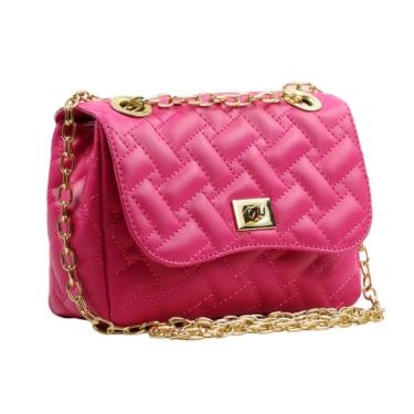 Imagem de Bolsa Clutch Transversal Com Alça De Corrente E Material Bordado Pink  feminino