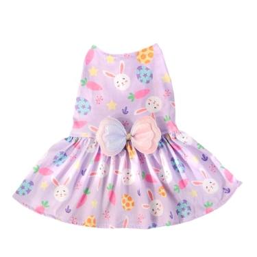 Imagem de SEIS Vestido de coelhinho de Páscoa, roupa de pelúcia de coelho, gato, saia doce com laço de princesa Bomei, tutu para festa de casamento primavera e verão (roxo, G (circunferência do peito 44 cm))
