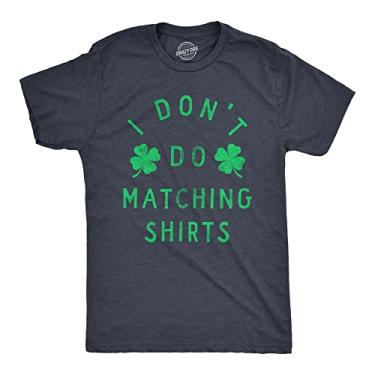Imagem de Camiseta masculina divertida I Dont Do Matching Shirt Funny St Pattys Day Parade Couples Joke Tee for Guys, Azul marinho mesclado - combinando, G