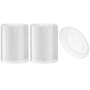 Imagem de [100 unidades] tampas planas de plástico PET transparente para copos de 12, 16, 20 e 680 g para café gelado, milkshake, slurpee, sorvete, razzle, slush, smoothy, Party 's,