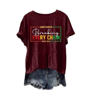 Imagem de Juneteenth Camiseta feminina Black History Emancipation Day Shirt 1865 Celebrate Freedom Tops Graphic Summer Casual, A1d-wine, 3G