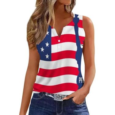 Imagem de Camiseta Patriótica Bandeira dos EUA Camiseta regata feminina American 4th of July Funny Star Stripes Graphic Tops, Preto, G