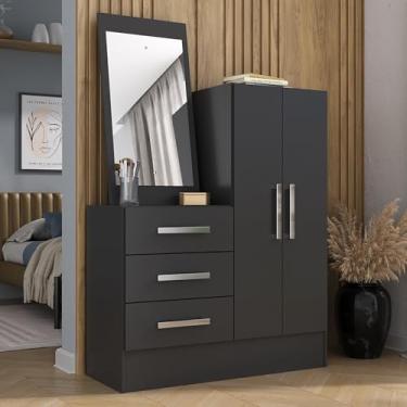Imagem de Cômoda 2 Portas 3 Gavetas com Espelho Dunas Preto