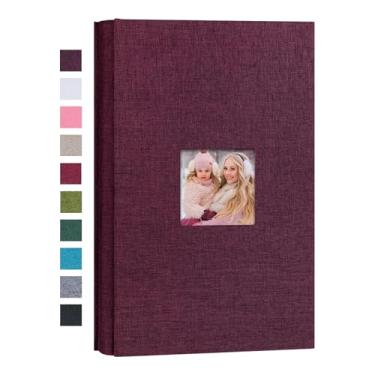 Imagem de Mublalbum Álbum de Fotos Pequeno 4x6 300 Fotos Capa de Linho Livro de Fotos com 300 Bolsos Horizontais para Casamento Família Aniversário Bebê (Roxo)