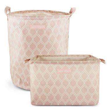 Imagem de Conjunto De Cesto Para Roupa-brinquedo E Cesto Organizador Retangular Rosa - Listrada