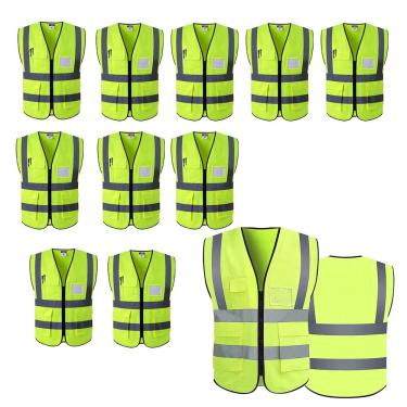 Imagem de Colete Faixa Refletivo Sinalizador Kit 11 Uni Blusao Fluorescente Segurança Obra Trabalho Transito Construçao